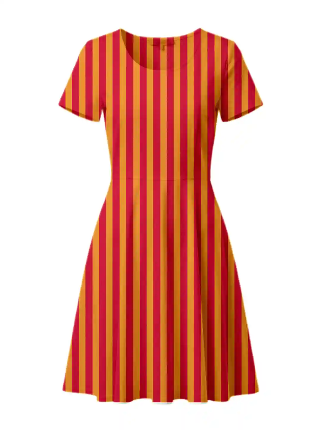Orange Red Strips Aline Dress - Image 2