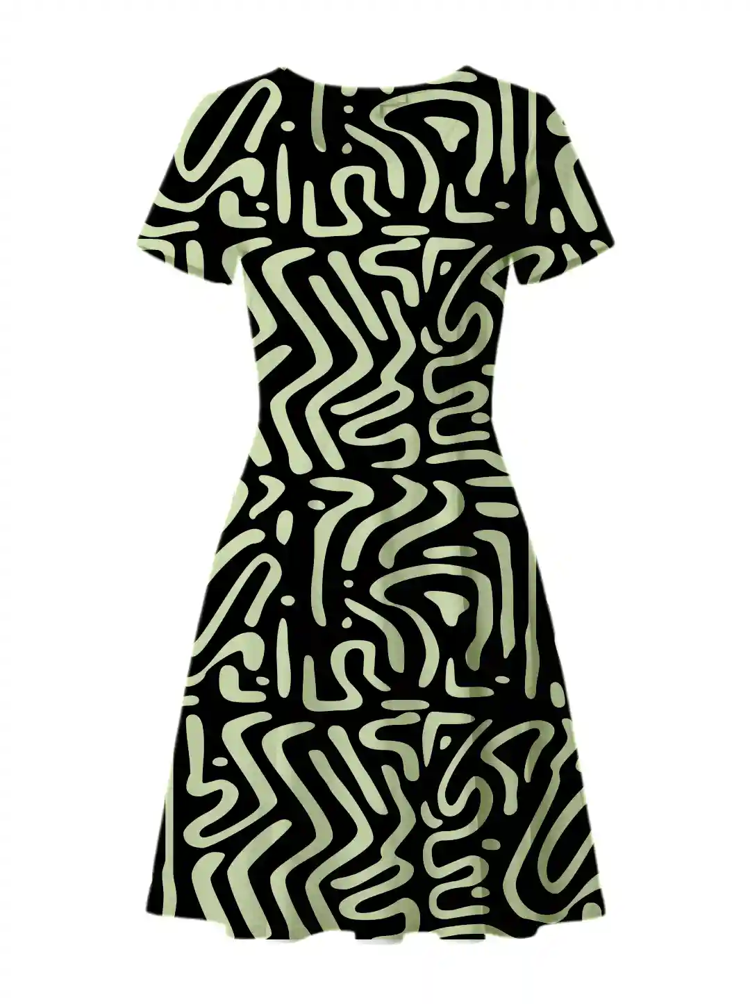 Abstract Black Green Aline Dress - Image 2