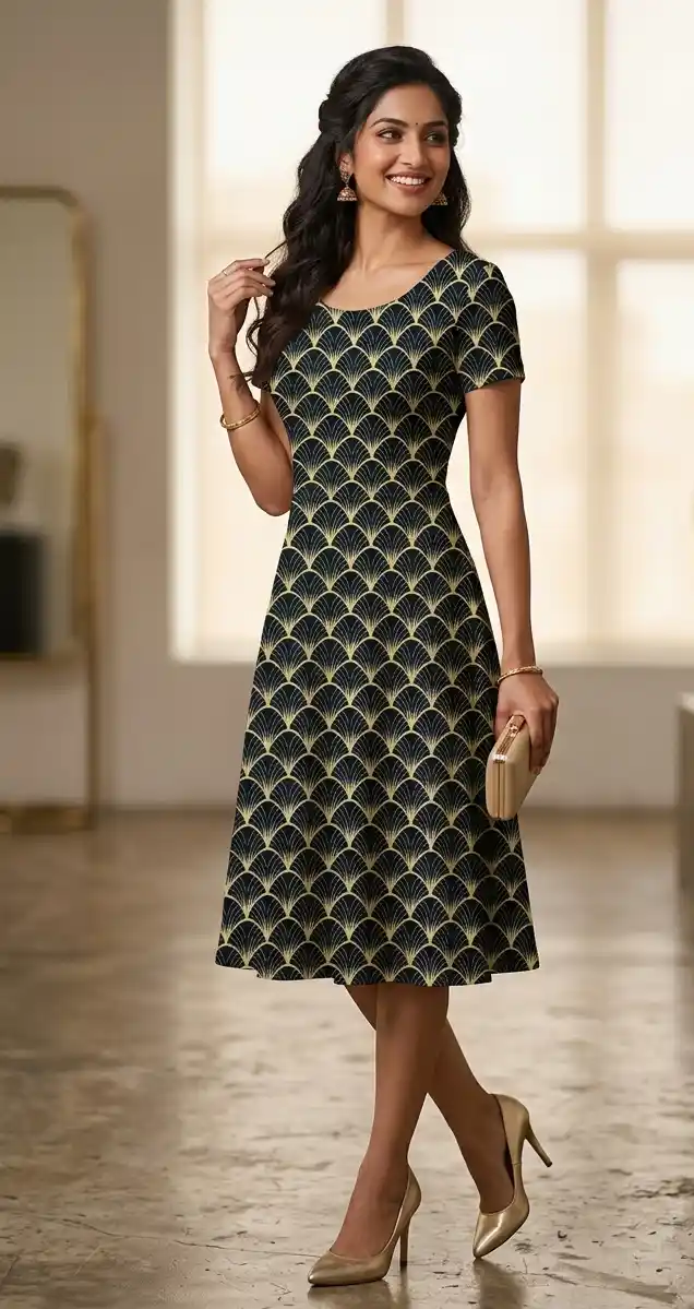Arches Printed Aline Dress