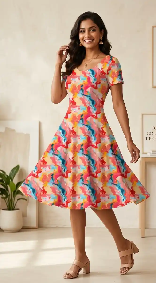 Colorful Paint Abstract Aline Dress