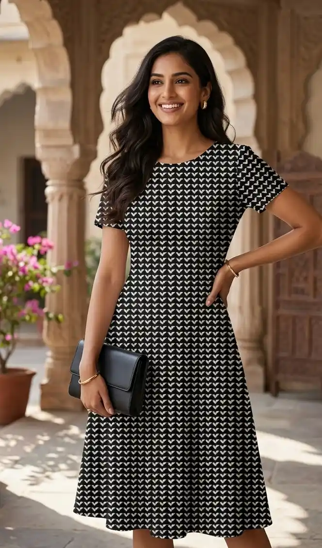 Black Stretch Fit Aline Dress