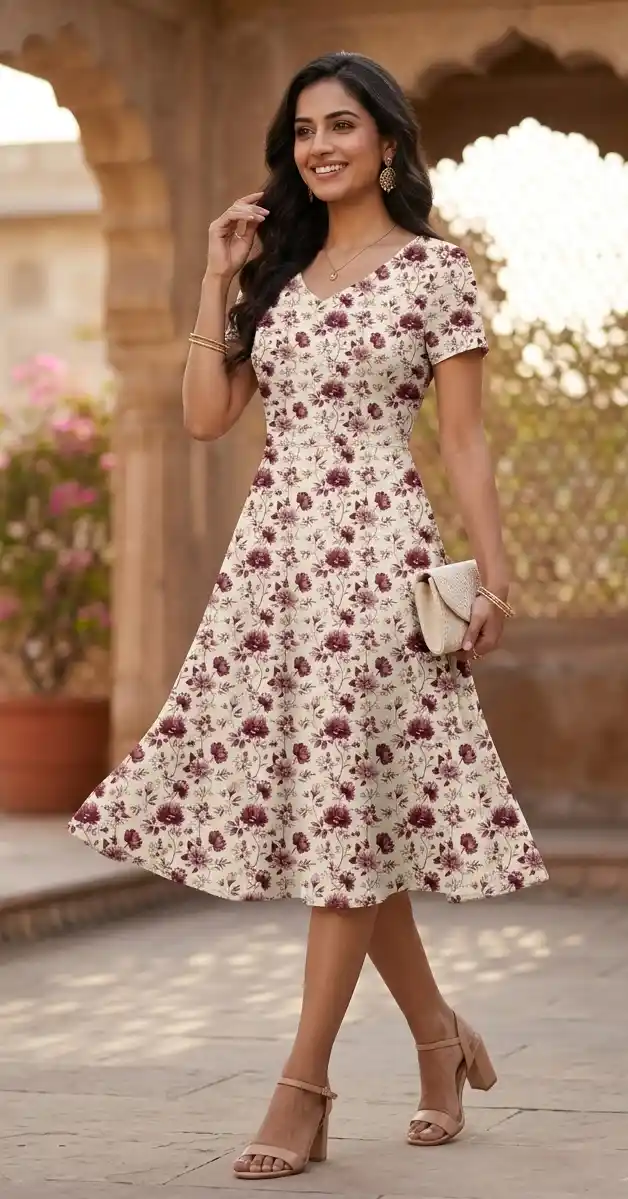 Burgundy Color Botonicals Aline Dress
