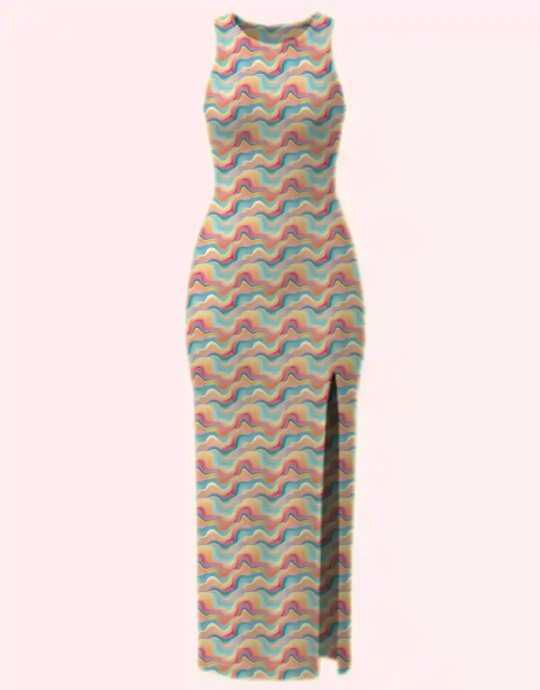 Pastel Colors Abstract Print Bodycon Dress - Image 2