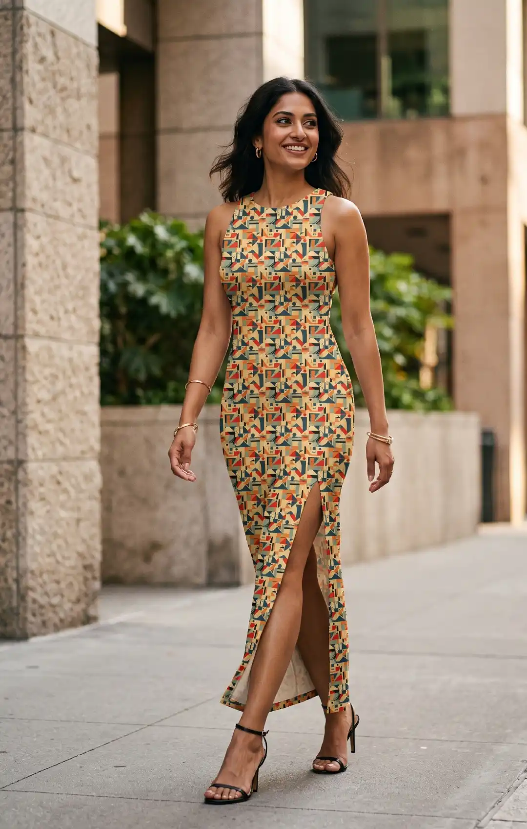 Pattern Printed Bodycon Dress