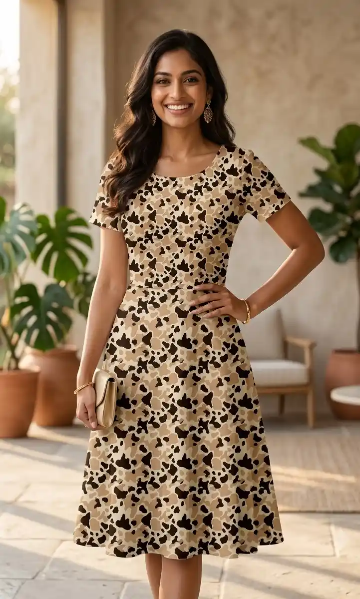 Cow Skin Color Aline Dress