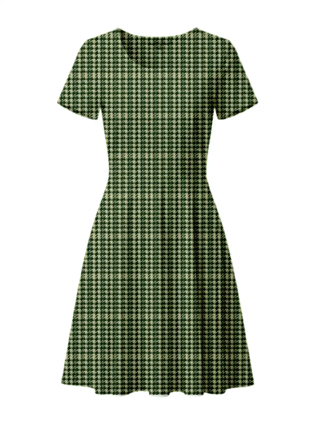 Green Emerald Color Houndstooth Aline Dress - Image 2