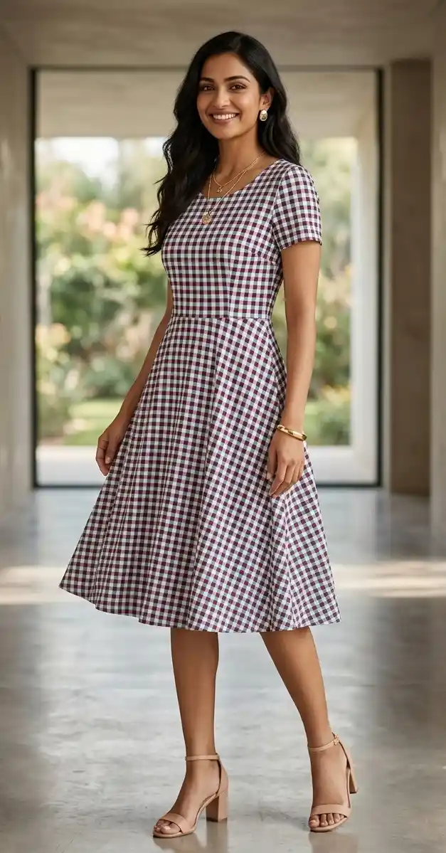 Chex Printed Aline Dress