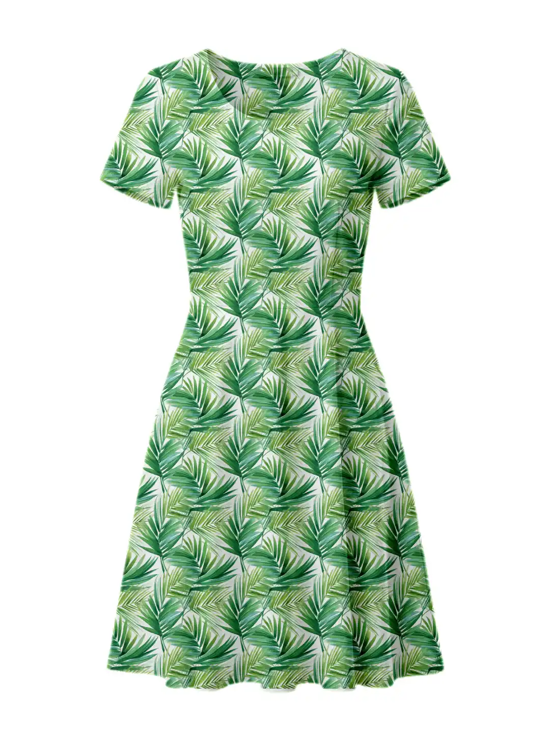 Tropical Palm Leaves Stretch Fit Aline Dress - Image 2