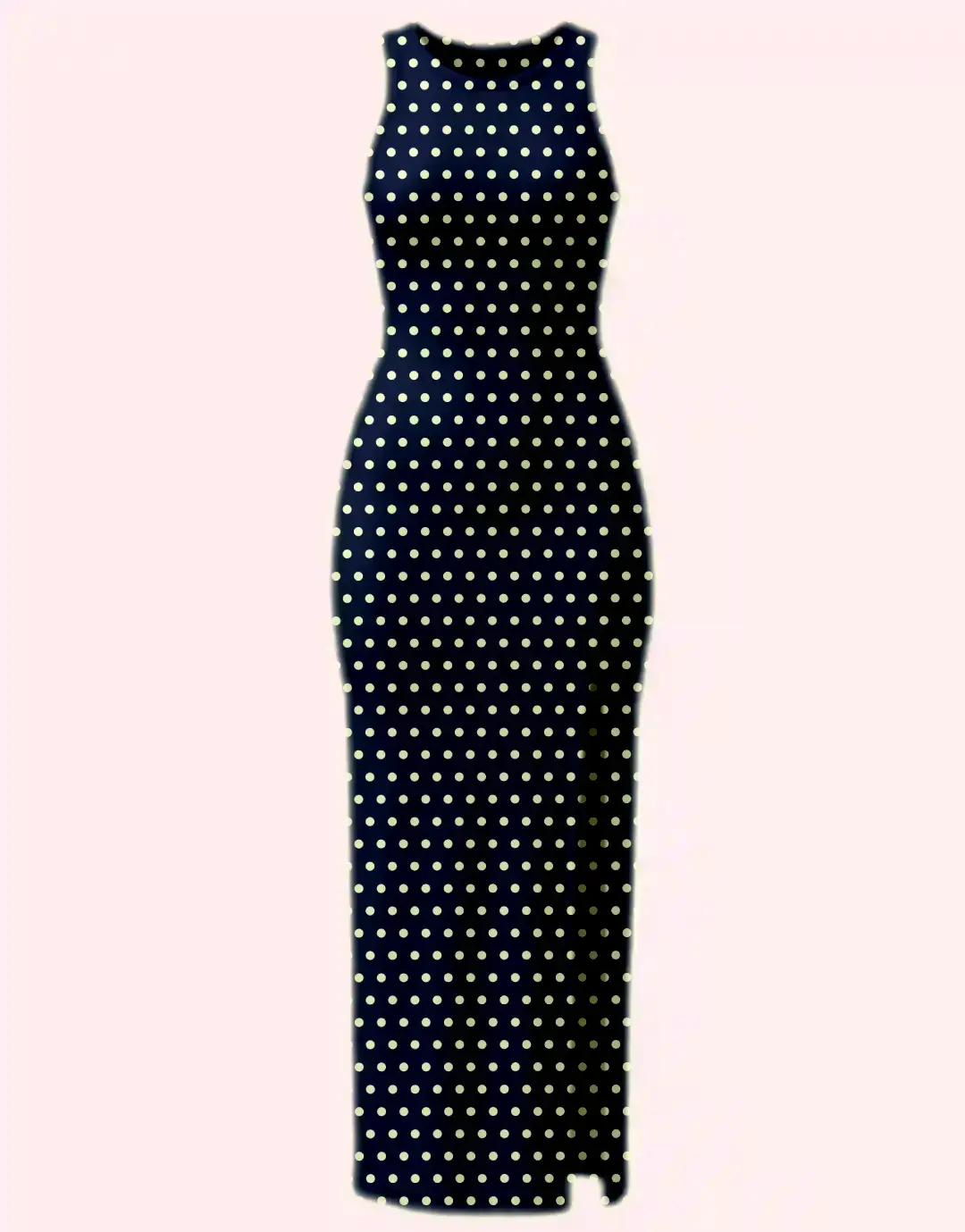 Navy Blue Polka Dots Bodycon Dress - Image 2