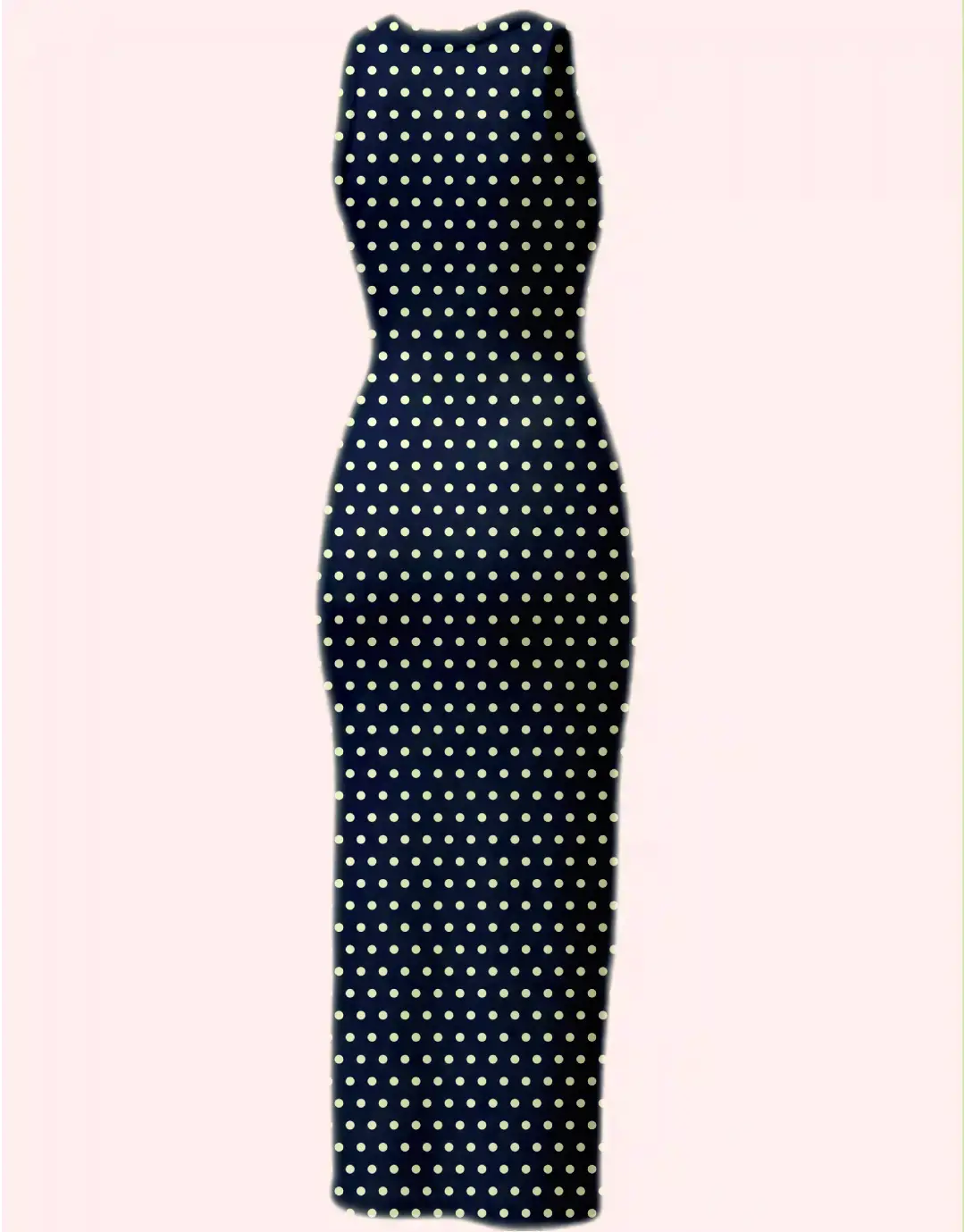 Navy Blue Polka Dots Bodycon Dress - Image 3