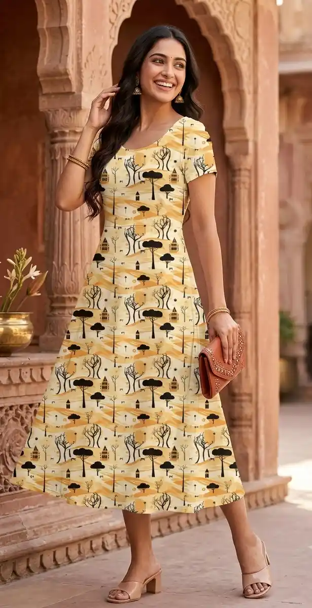 Abstract Stretch Fit Aline Dress