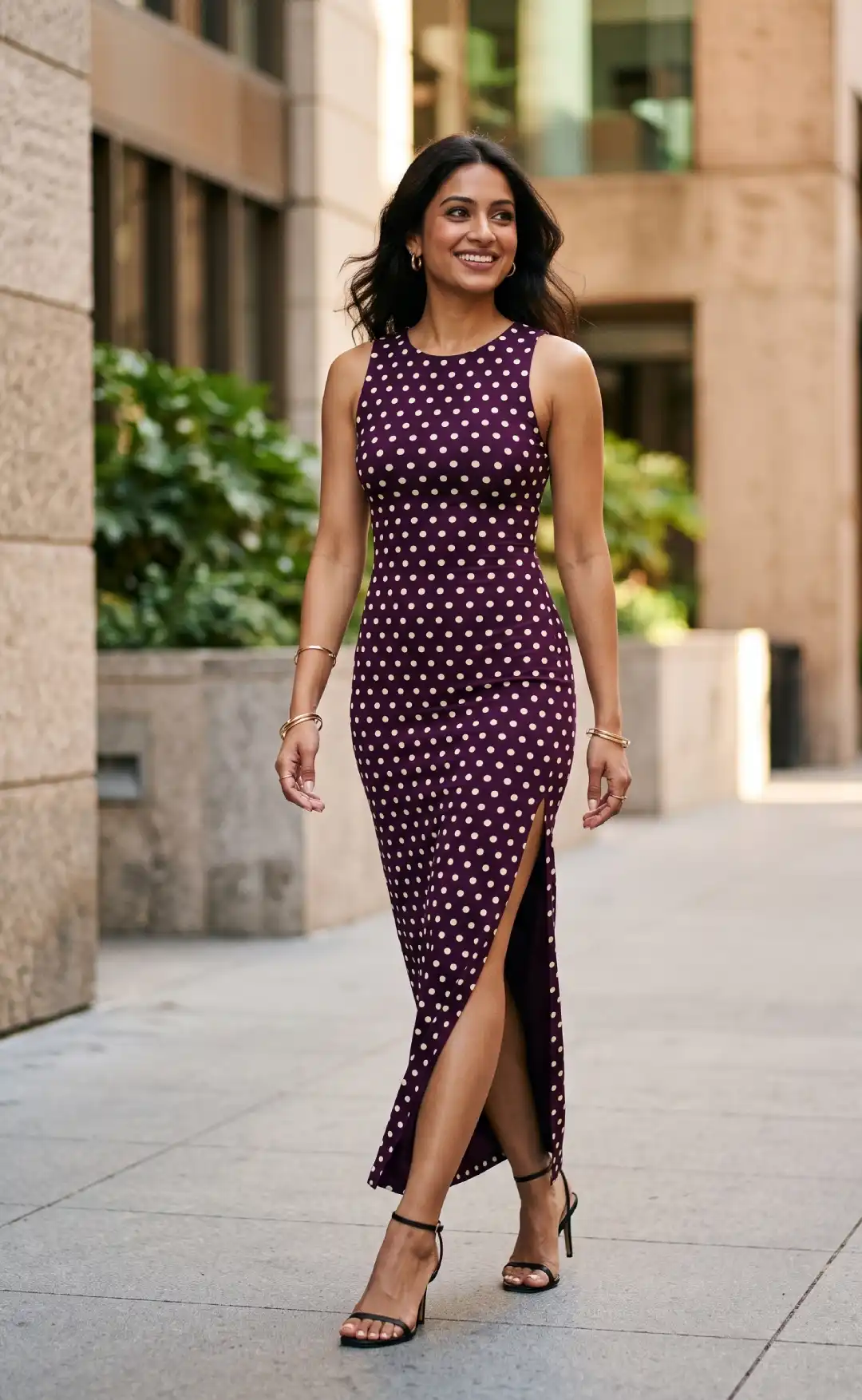 Purple Polka Dots Bodycon Dress