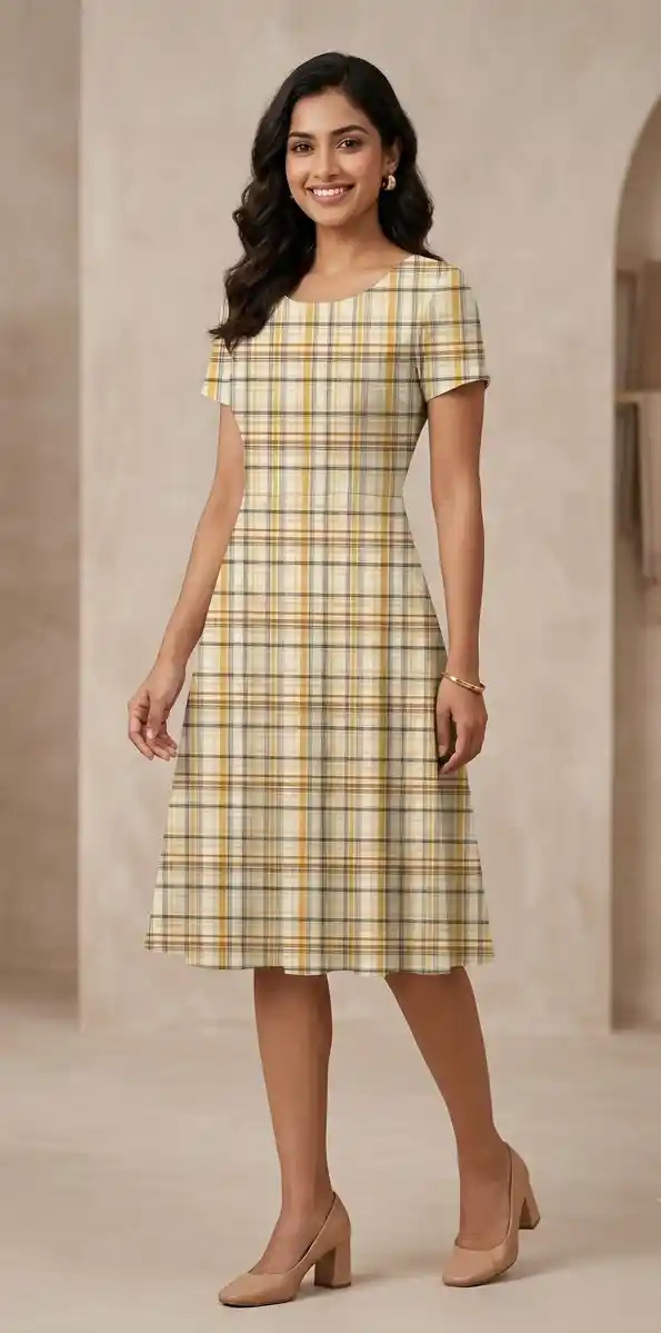 Plaids Stretch Fit Aline Dress