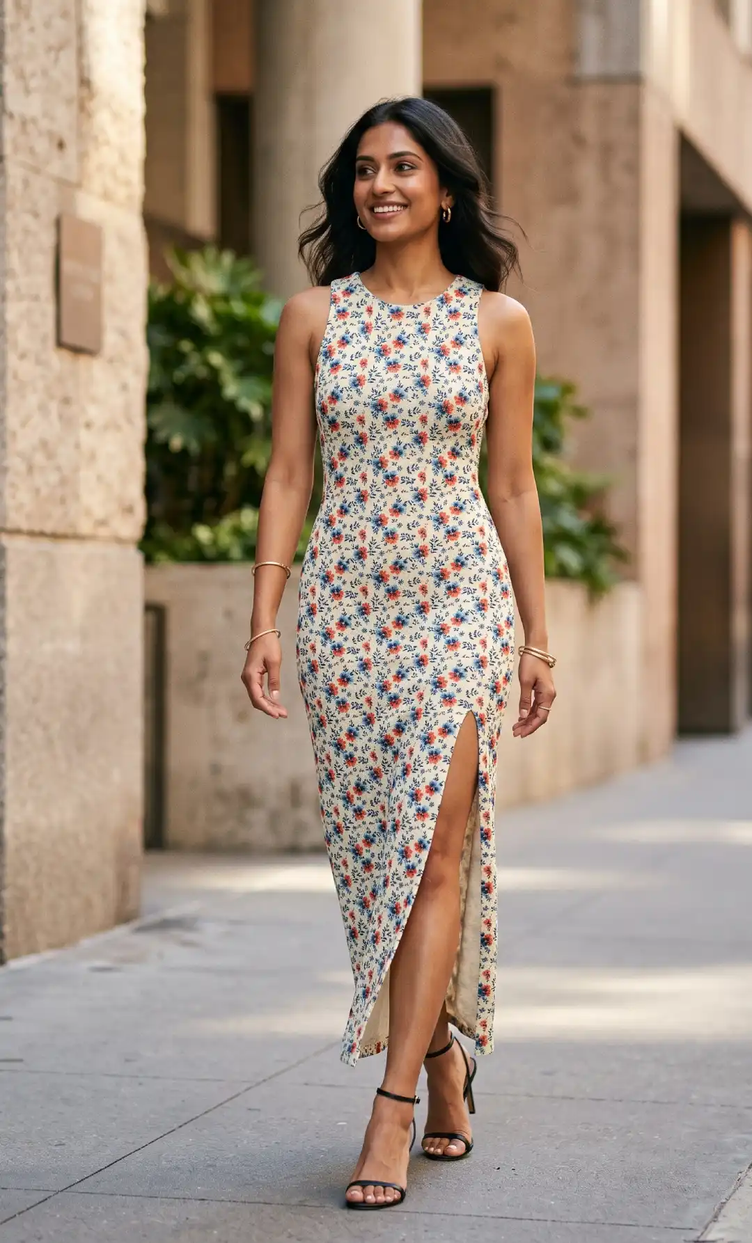 Flowers Printed Bodycon Dress